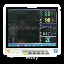 15'' Portable Vital Signs ICU Patient Monitor Touch Screen+printer+Etco2+2-IBP