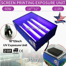 18x12 UV Exposure Unit Screen Printing Plate Making Machine 4 Led Tubes Box US
