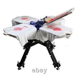 1 Color 4 Station Floor Screen Printing Machine Height Adjustable T-Shirt Press