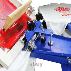 1 Color 6 Station Screen Printing Machine Pallet Rotary Printer Height Adjust