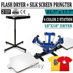 2 Station 4 Color Silk Screen Printing Machine Flash Dryer T-Shirt Equipment DIY