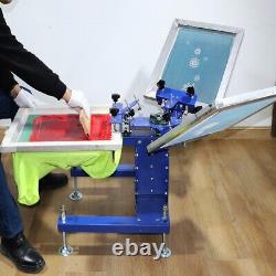 3 Color 1 Station Single Rotating Screen Printing Press Height&Width Adjustable