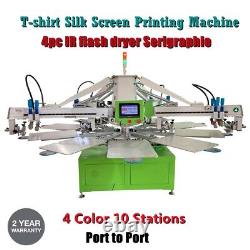 4 Color 10 Station Automatic T-shirt Silk Screen Printing Machine with Flash Dryer