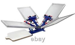 4 Color 1 Station Screen Printing Kit Micro-regist Press Printer with Screen Ink