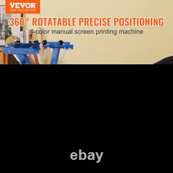 4 Color 1 Station Screen Printing Machine, 21.2x17.7in, 360° Rotatable Press