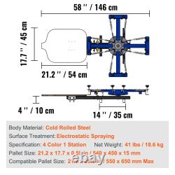 4 Color 1 Station Screen Printing Machine, 21.2x17.7in, 360° Rotatable Press