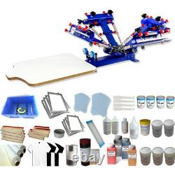 4 Color 1 Station Screen Printing Starter Kit Shirt Press Machine with Ink Tools