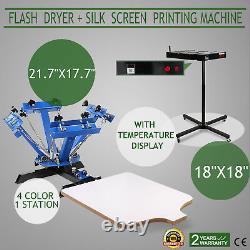 4 Color 1 Station Silk Screen Printing Press Machine With 18x18 Flash Dryer