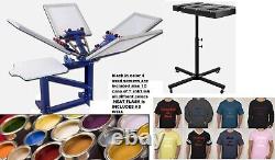 4 Color 1 Station Silk Screen T-Shirt Printing Machin with Heat Flasher and Ink