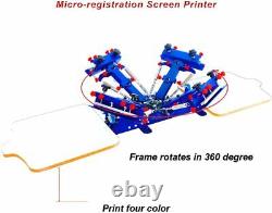 4 Color 2 Station Press Printer Micro-adjust Silk Screen Printing Machine