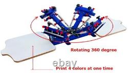 4 Color 2 Station Screen Printing Machine Rotary T-shirt Screen Printer DIY New