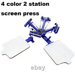 4 Color 2 Station Screen Printing Machine Single Rotating with Fixed Board