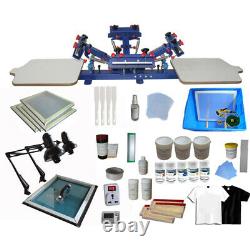 4 Color 2 Station Silk Screen Printing Kit Machine & DIY Materials Exposure Unit