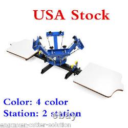 4 Color 2 Station Silk Screen Printing Machine T-Shirt DIY Printing Printer