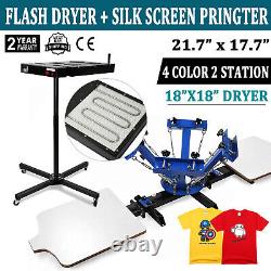 4 Color 2 Station Silk Screen Printing Machine With18 Flash Dryer Press Equipment