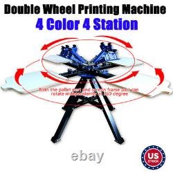 4 Color 4 Station Double Wheel Screen Printing Press Machine Screen Printer
