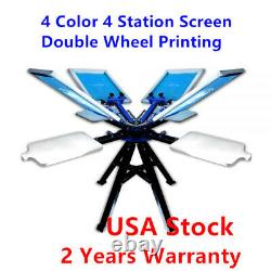 4 Color 4 Station Double Wheel Screen Printing Press Machine Silk Screen Printer