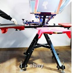 4 Color 4 Station Micro-registration Screen Printing Machine Double Rotation DIY