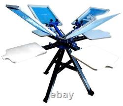 4 Color 4 Station Screen Printing Press Manual Printer withIndependent Rotations
