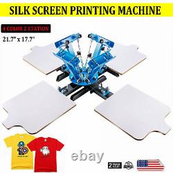 4 Color 4 Station Silk Screen Printing Machine Equipment T-Shirt Press Kit DIY