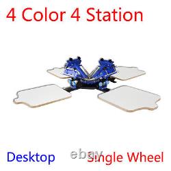 4 Color 4 Station Single Wheel Overprinting Screen Printing Machine Desktop