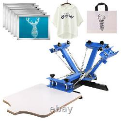4 Color Screen Printing Machine 6pcs 110 Mesh Aluminum Silk Screens T-Shirt DIY