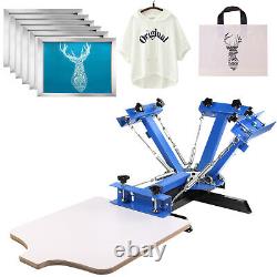 4 Color Screen Printing Machine 6pcs 160 Mesh Aluminum Silk Screens T-Shirt DIY