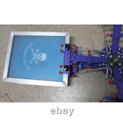 4 Color Screen Printing Machine Adjustable Press Printer Rotary Equipment Shirt
