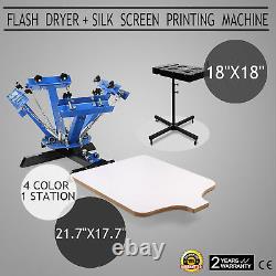4 Color Screen Printing Press Kit Machine 1 Station Silk Screening Flash Dryer
