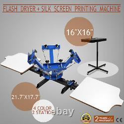 4 Color Screen Printing Press Kit Machine 2 Station Silk Screening Exposure DIY