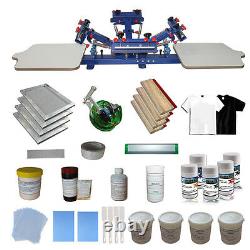 4 Color Silk Screen Printing Press Kit DIY Material 2 Station Adjustable Printer