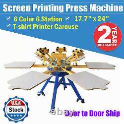 6 Color 6 Station 17.7 x 24 Screen Printing Machine T-shirt Printer Carousel