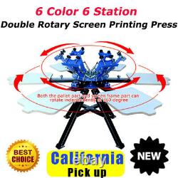 6 Color 6 Station Screen Printing Press Printer Double Rotary Print Equipment