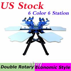 6 Color 6 Station Screen Printing Press Printer Double Rotary Print Equipment
