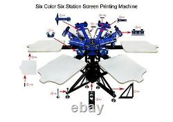 6 Color 6 Station Silk Screen Printing Machine Press Shirt Printer Double Rotary