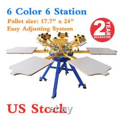 6 Color 6 Station Silk Screen Printing Machine Press T-shirt Printer Carousel