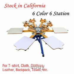 6 Color 6 Station Silk Screen Printing Machine Press T-shirt Printer Carousel