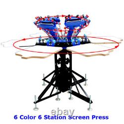 6 Color 6 Station Silk Screen Printing Machine Rotary Press Printer for Shirt