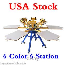 6 Color 6 Station Silk Screen Printing Machine T-shirt Printer Press Carousel