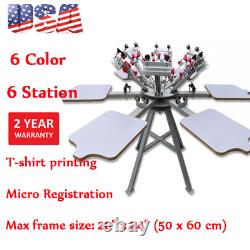6 Color 6 Station Silk Screen Printing Press Machine Micro Registration