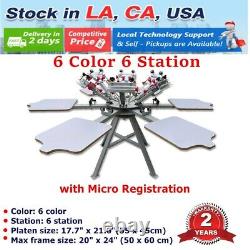 6 Color 6 Station Silk Screen Printing Press Machine with Micro Registration