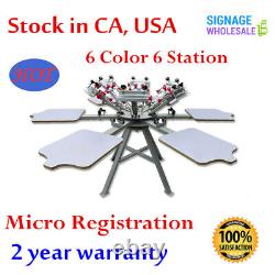 6 Color 6 Station Silk Screen Printing Press Machine with Micro Registration USA