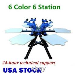 6 Color 6 Station Silk Screen Printing Press Printer T-shirt Print Equipment-USA