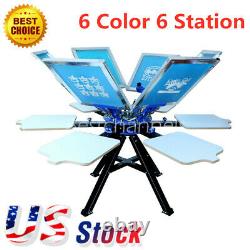 6 Color 6 Station Silk Screen Printing Press Printer T-shirt Print Equipment-USA