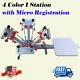 Calca 4 Color 1 Station Silk Screen Printing Press Machine Micro Registion