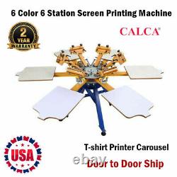 CALCA 6 Color 6 Station Screen Printing Machine Press T-shirt Printer Carousel