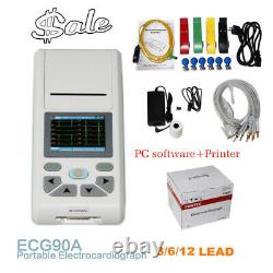 CONTEC ECG90A Portable ECG machine 3/6/12 lead Touch Screen+Printer+PC Software