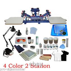 DIY 4 Color Screen Printing Press Kit Machine 2 Station Silk Screening Exposure