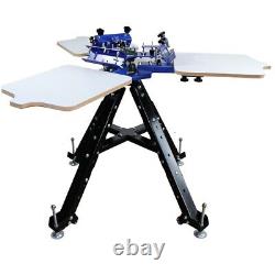 Floor Type 3 Color 3 Station Screen Printing Machine Press Printer Double Rotary