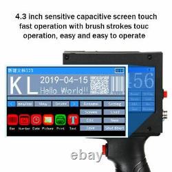 Handheld Inkjet Printer Date QR Barcode 4.3'' Touch Screen 600DPI DIY 2-12.7mm